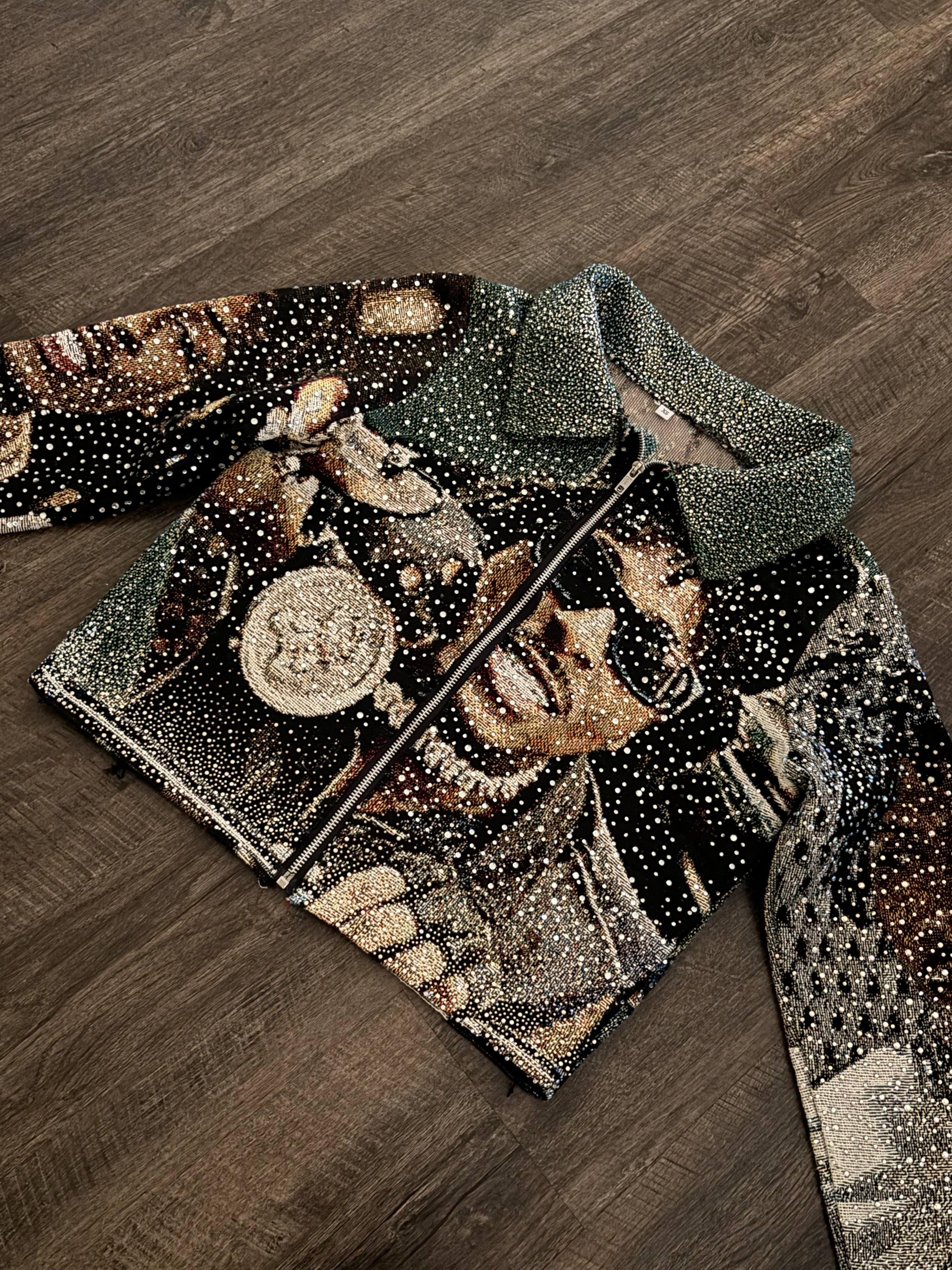 custom rhinestone zip-up