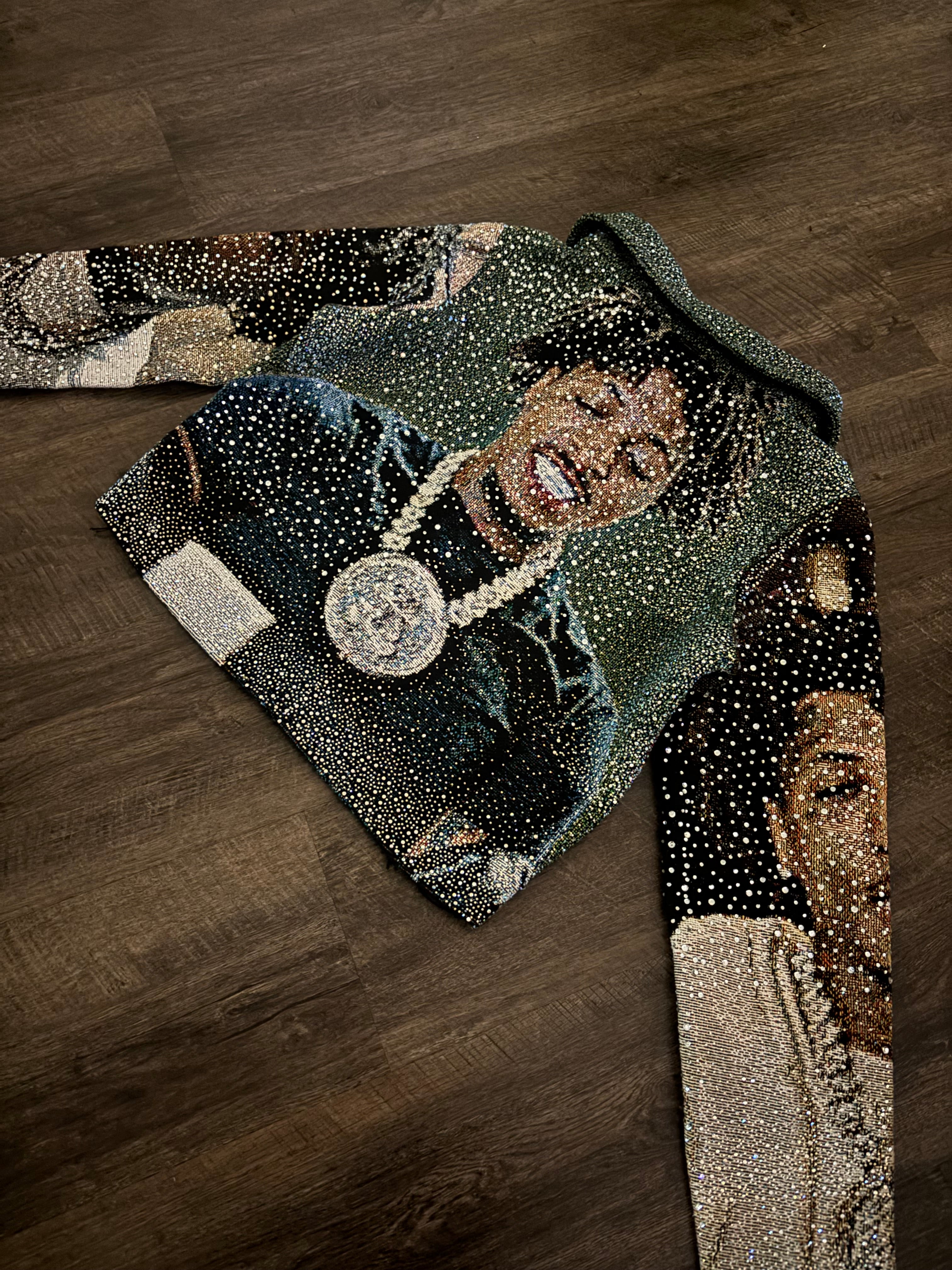 custom rhinestone zip-up