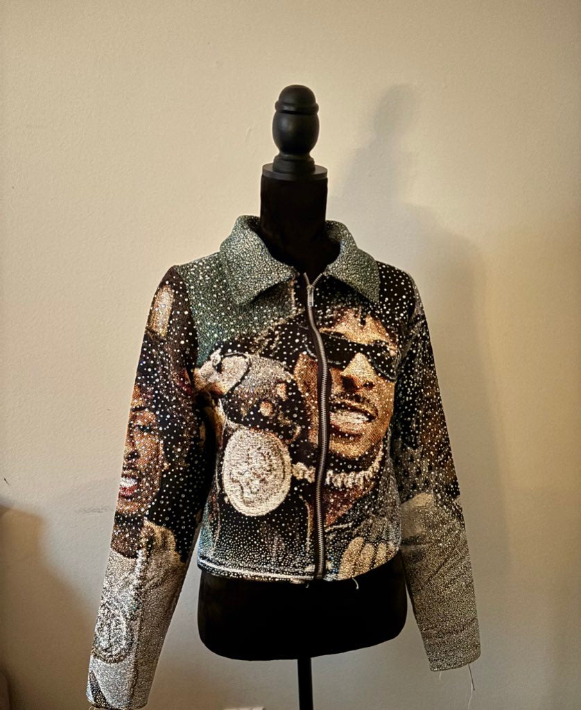 custom rhinestone zip-up